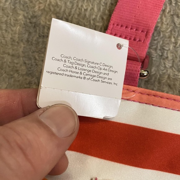 Coach Crossbody Bag Womens Medium Multicolor Stripe Nylon Pink Strap F31962 - Picture 7 of 16